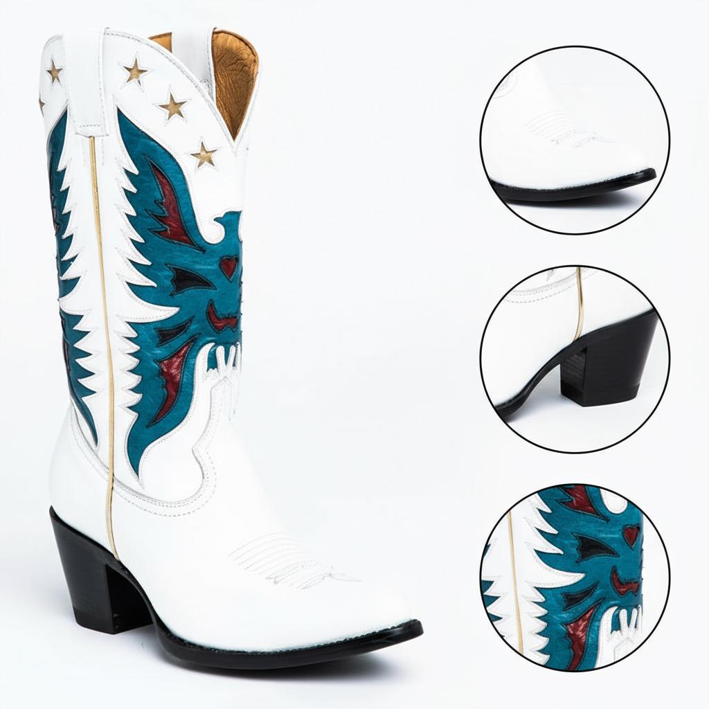 Tuhoomall Western Cowboy Boots for Women, Stylish Mid-Calf Chunky Heel, Unique Embroidered Animal Pattern, Perfect for Outdoor Casual Wear Tuhoomall