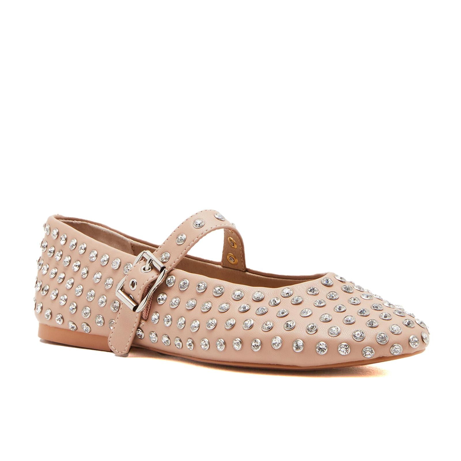 Tuhoomall Ballet Flats Women’s Boots with Studded Design, Comfortable Slip-On, Casual Style, Rubber Sole and Adjustable Buckle, Low Top