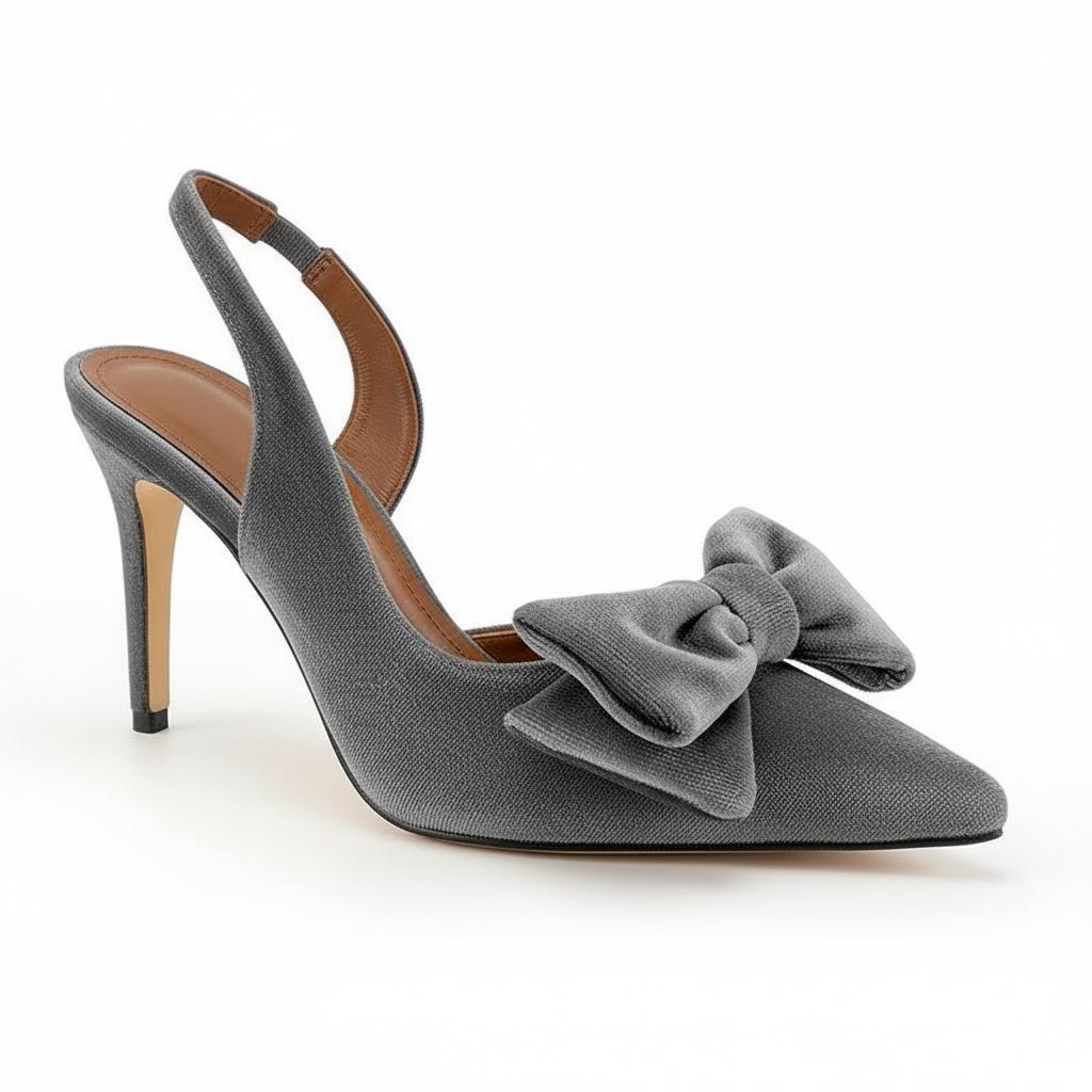 Tuhoomall Stylish High Heel Sandals With Bow, Pointed Toe, Slip-On Design For Parties, Performances, Fashion Casual Wear, 3.1in Stiletto Heel Tuhoomall