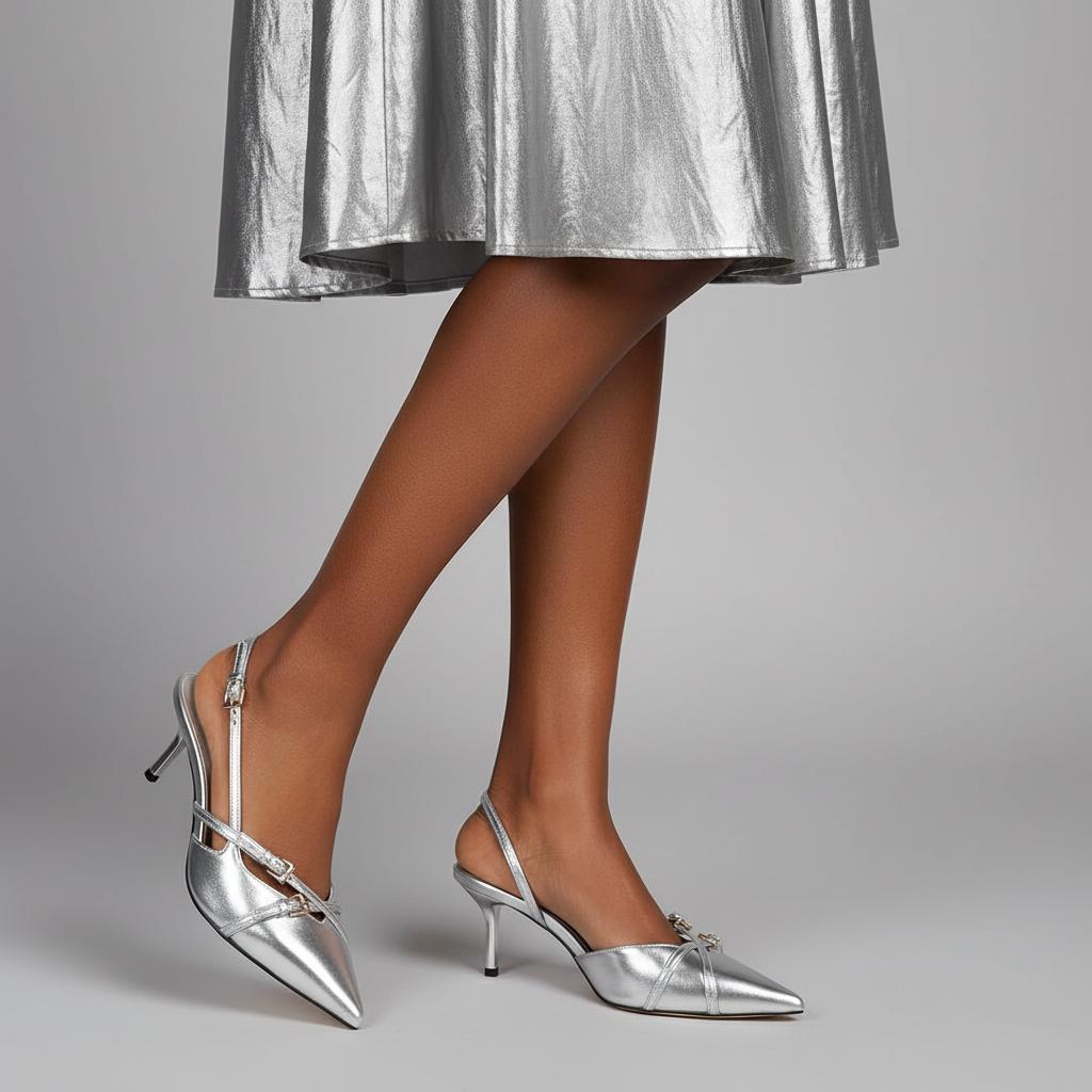 Tuhoomall High Heel Sandals for Women, Stylish Pointed Toe Low Heel, Double Buckle Open Back Design for Casual and Formal Occasions Tuhoomall