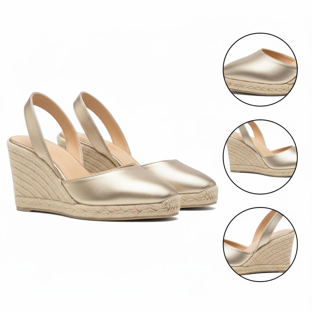 Tuhoomall Ethnic Style Wedge Sandals for Women, Casual Fashion Retro, Round Toe, Slip-On, Braided Pattern, 3.74 Inch Heel Height Tuhoomall
