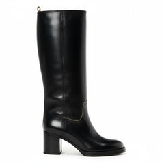 Tuhoomall Comfortable Knee-High Boots for Daily Office Fashion - Stylish Chunky Heels with Rubber Sole for All-Season Wear