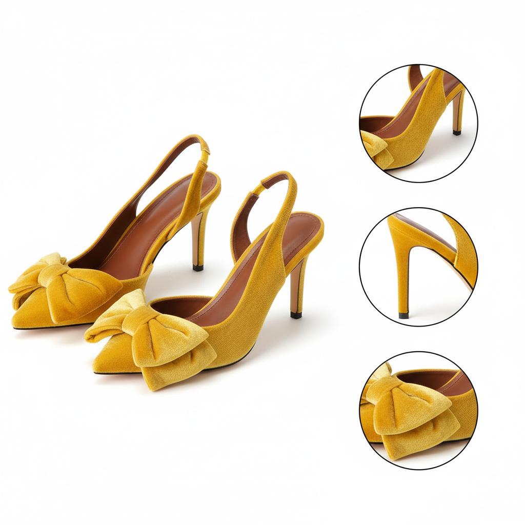 Tuhoomall Stylish High Heel Sandals With Bow, Pointed Toe, Slip-On Design For Parties, Performances, Fashion Casual Wear, 3.1in Stiletto Heel Tuhoomall