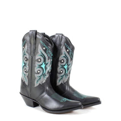 Tuhoomall Western Ankle Boots with Rhinestone Details, Faux Leather Lining, 2.36” Heel, Embroidered Design for Casual and Performance Events