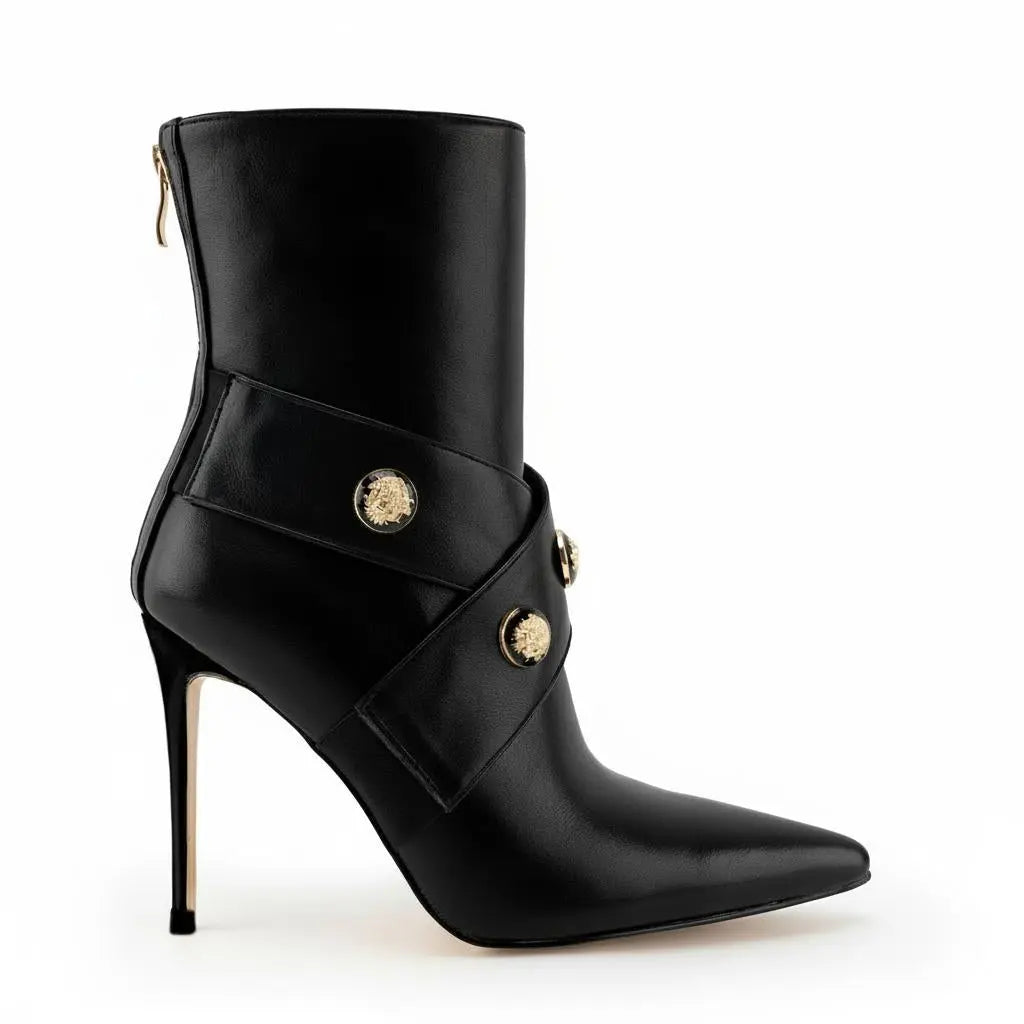 Tuhoomall Western Cowboy Ankle Boots, Pointed Toe, Zipper Closure, Stylish High Heels for Weddings, Business Events, and Formal Occasions Tuhoomall