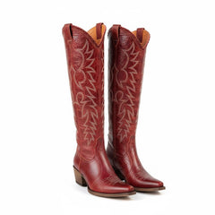 Tuhoomall Western Style Ankle Boots with Snip Toe, 1.75 in Heel, Casual Fashion, Embroidered Details, Perfect for All Seasons Tuhoomall