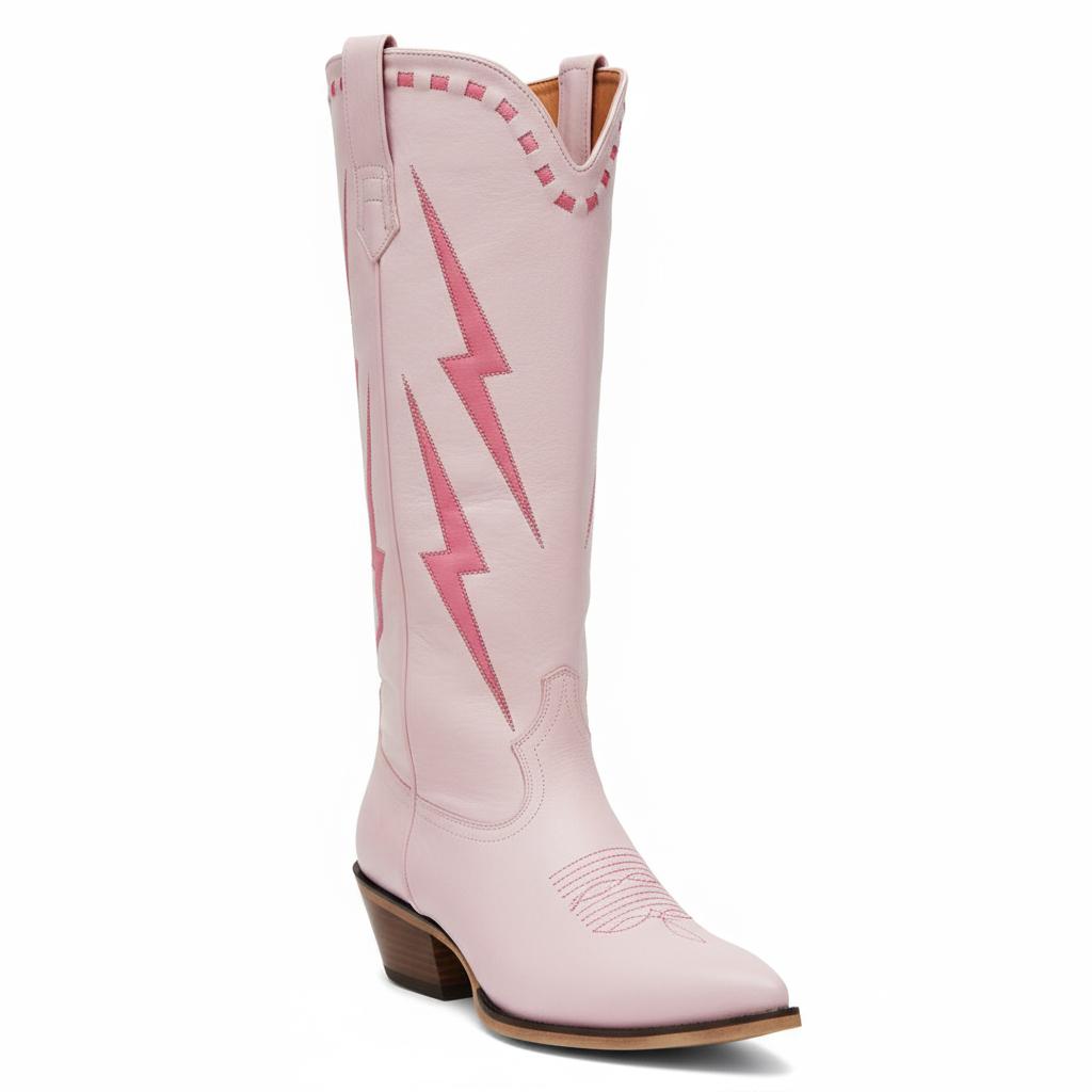 Tuhoomall Western Cowgirl Mid Calf Boots with Chunky Heel, Pointed Toe, Embroidered Design, Slip-On Style for Fashionable Casual Wear