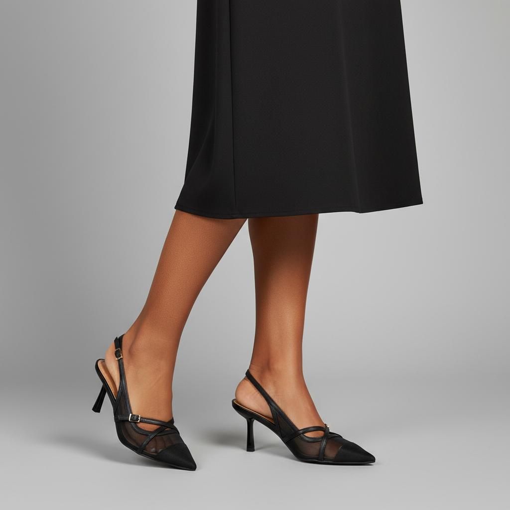 Tuhoomall Comfortable High Heel Pumps with Pointed Toe and Cat Heel, Stylish Mesh Design for Fashionable Everyday Wear Tuhoomall