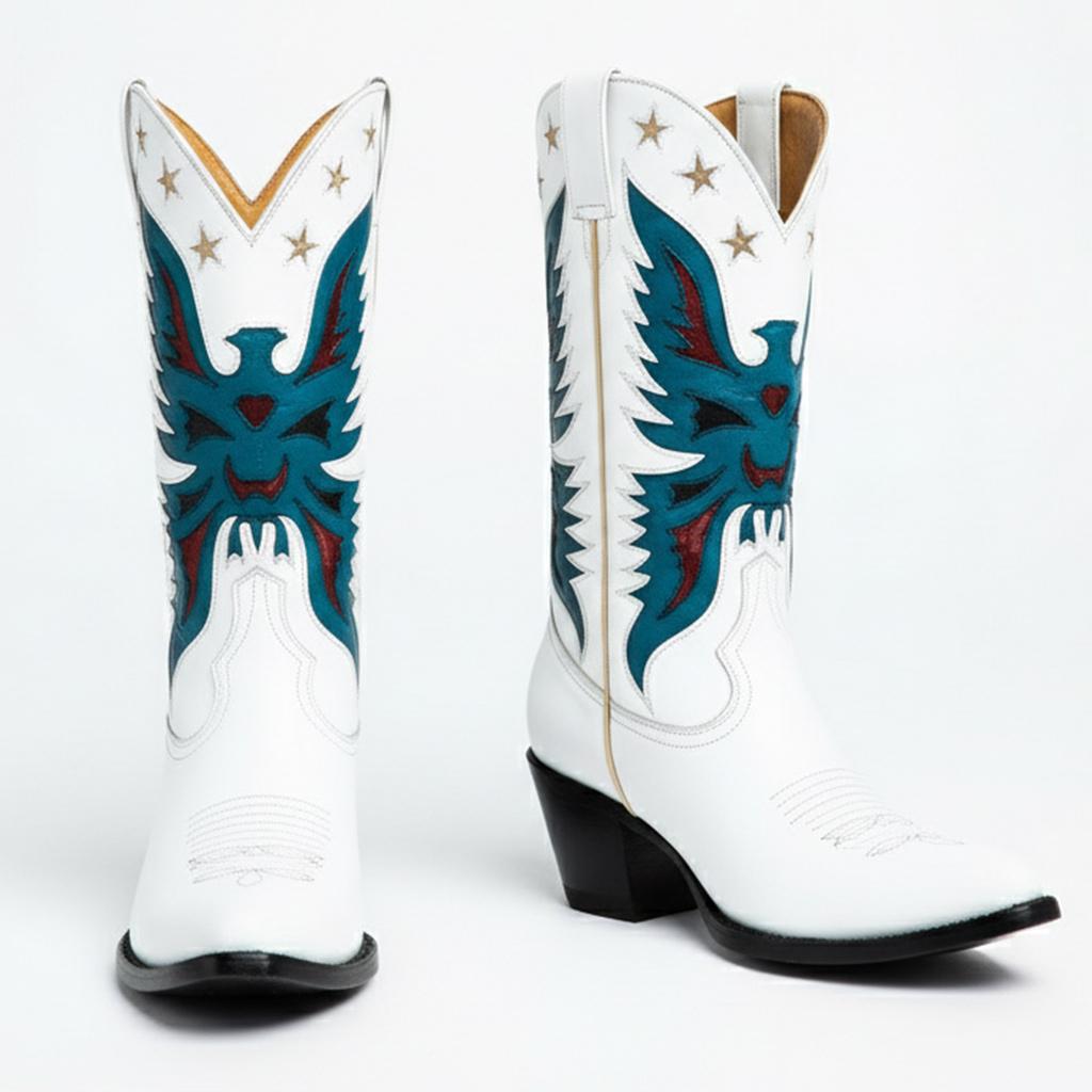 Tuhoomall Western Cowboy Boots for Women, Stylish Mid-Calf Chunky Heel, Unique Embroidered Animal Pattern, Perfect for Outdoor Casual Wear Tuhoomall