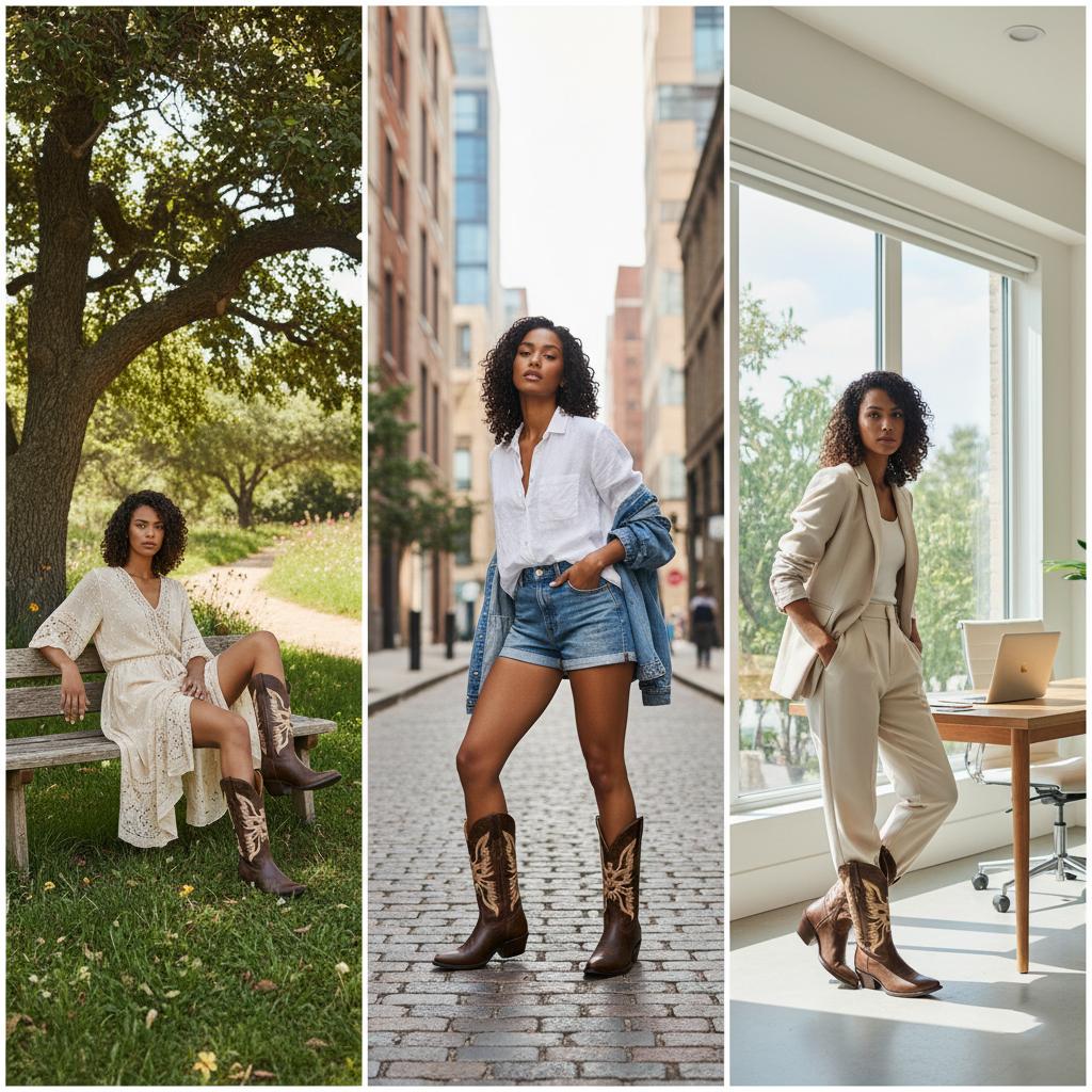 Tuhoomall Western Cowboy Boots for Women, Stylish Mid-Calf Chunky Heel, Unique Embroidered Animal Pattern, Perfect for Outdoor Casual Wear Tuhoomall