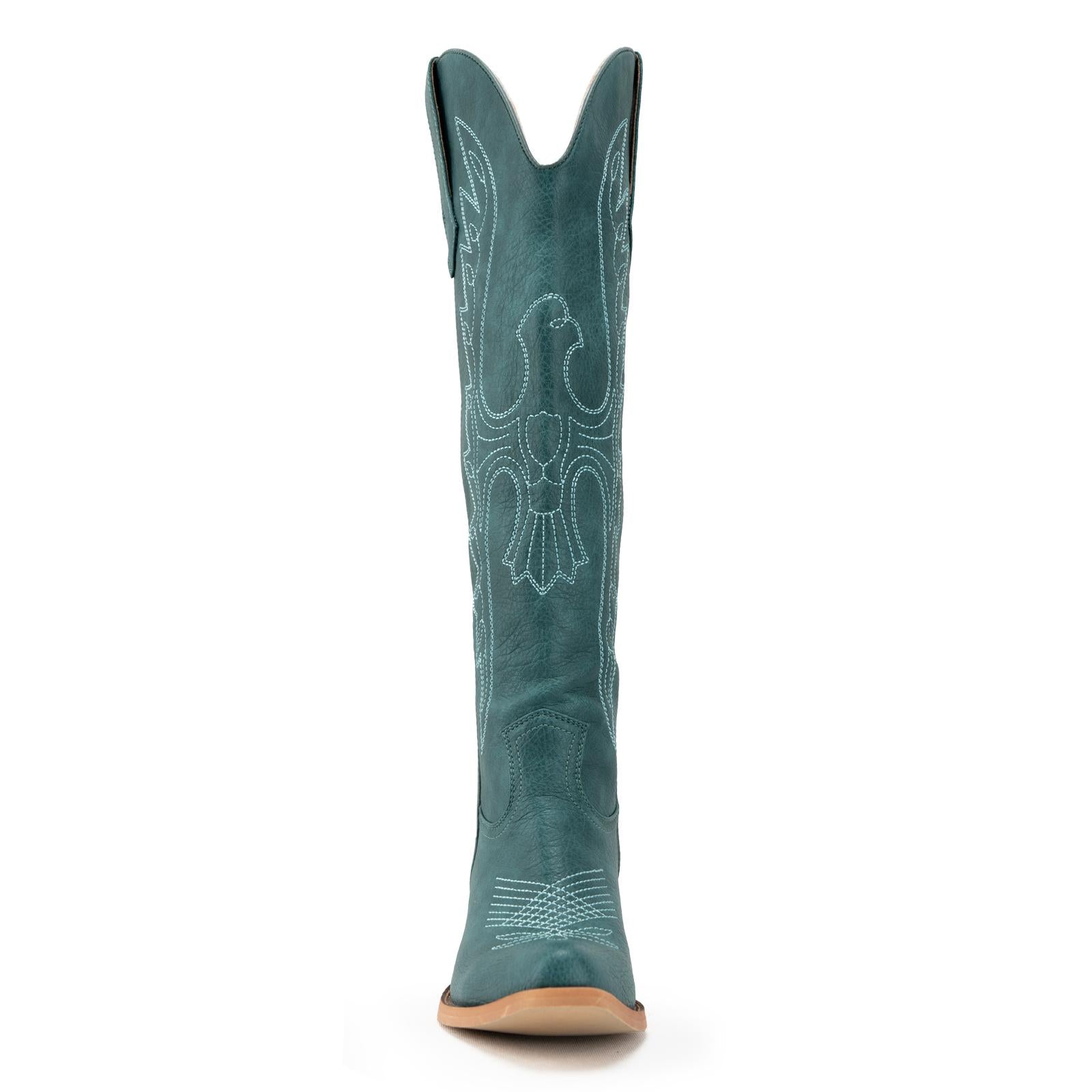 Tuhoomall Western Knee-High Boots for Women, Comfortable Suede Leather with Animal Embroidery, Perfect for Fashion and Casual Travel Activities