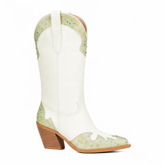 Tuhoomall Western Ankle Boots for Women, Comfortable Casual Style with Rhinestone Details, Perfect for Parties and Everyday Wear