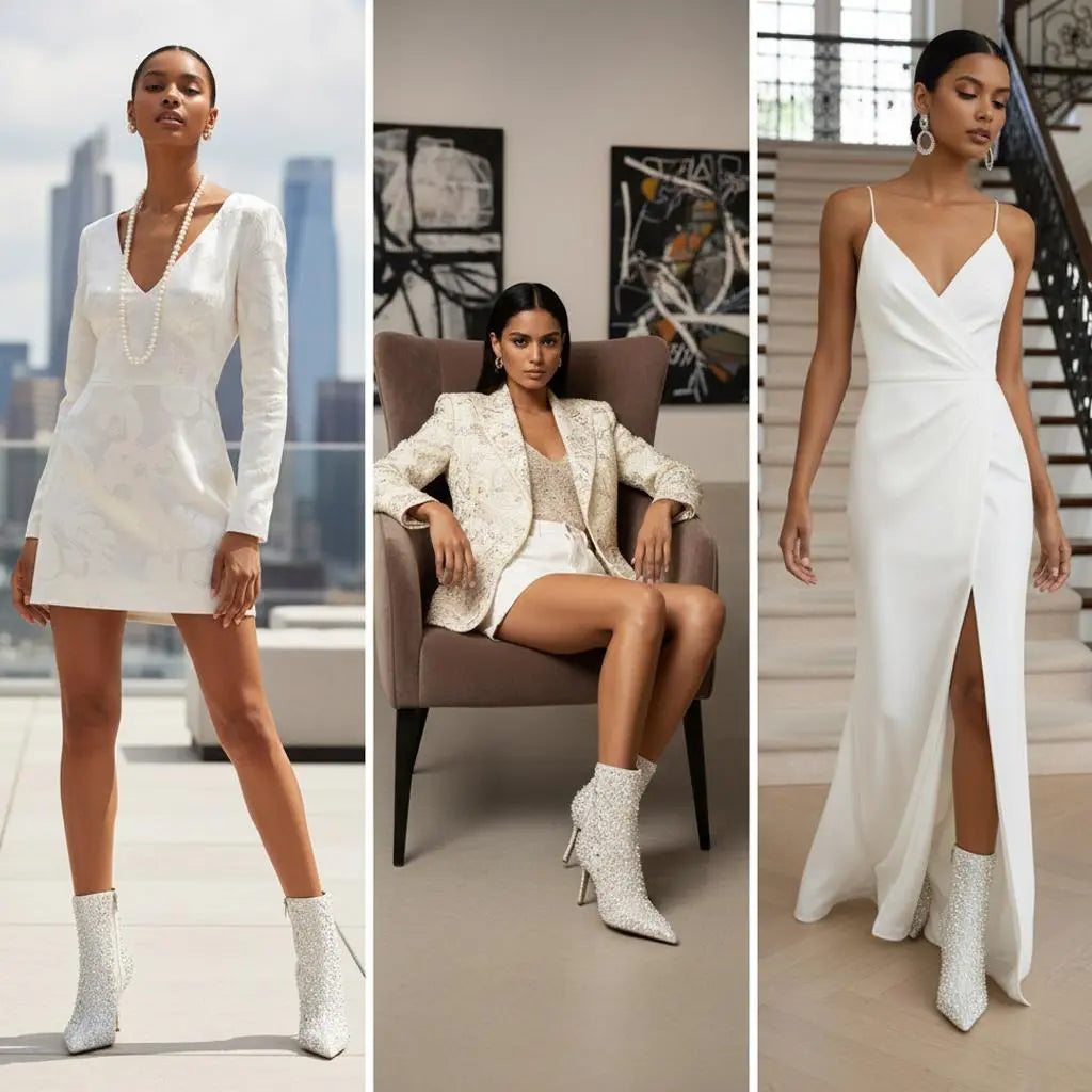 Tuhoomall Sparkling Rhinestone Pointed Toe Ankle Boots for Party, Wedding or Performance - 9cm High Heel, Zipper Closure, Trendy Design Tuhoomall