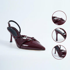 Tuhoomall High Heel Sandals for Women, Stylish Pointed Toe Low Heel, Double Buckle Open Back Design for Casual and Formal Occasions Tuhoomall