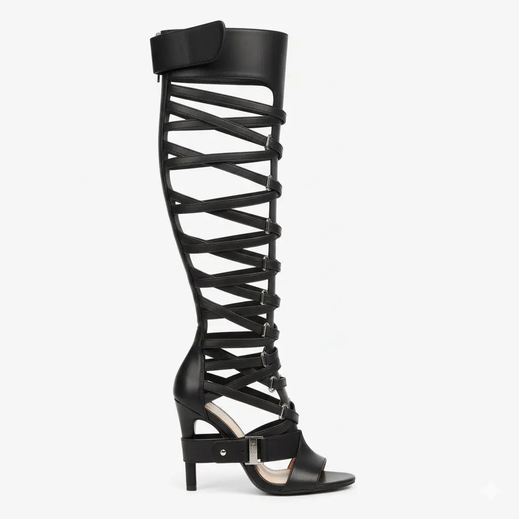 Tuhoomall Chic Gladiator High Heel Sandals for Parties - Adjustable Straps, Metal Accents, Open Toe Design, Perfect for Spring and Summer Events Tuhoomall