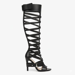 Tuhoomall Chic Gladiator High Heel Sandals for Parties - Adjustable Straps, Metal Accents, Open Toe Design, Perfect for Spring and Summer Events Tuhoomall