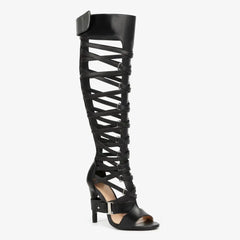 Tuhoomall Chic Gladiator High Heel Sandals for Parties - Adjustable Straps, Metal Accents, Open Toe Design, Perfect for Spring and Summer Events Tuhoomall