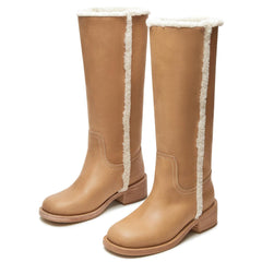 Tuhoomall Women's Boots, Comfortable Slip-On, Round Toe, Casual & Formal Wear, Versatile Fashion Footwear for Spring, Autumn & Winter