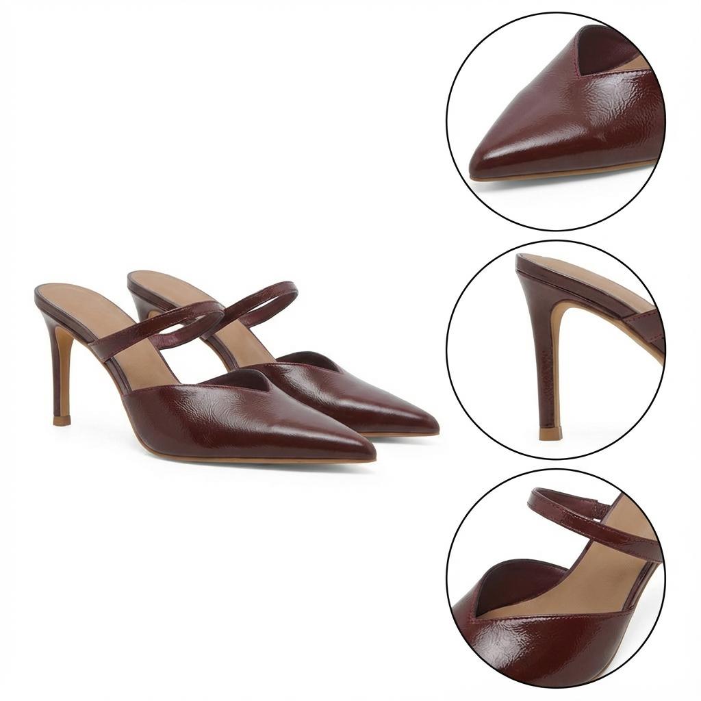 Tuhoomall Fashion High Heel Slip-On Shoes, Pointed Toe, Casual Office Style, Comfortable Suede and Mesh Upper, Rubber Sole, Perfect for Everyday Wear Tuhoomall