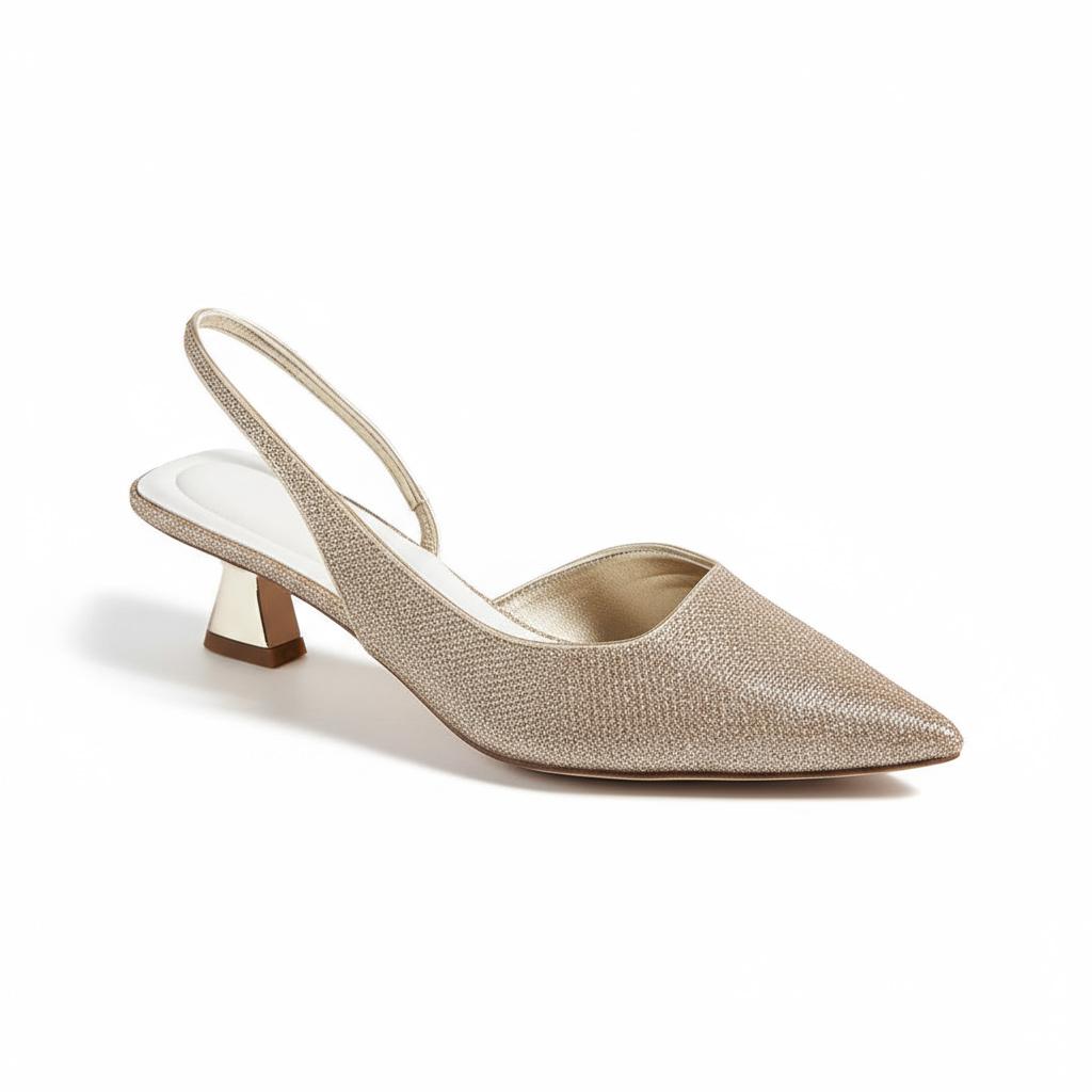 Tuhoomall Kitten Heels For Women, Classic Pointed Toe, Elastic Back Strap, Vegan Leather, Fashion Casual Office Shoes Tuhoomall