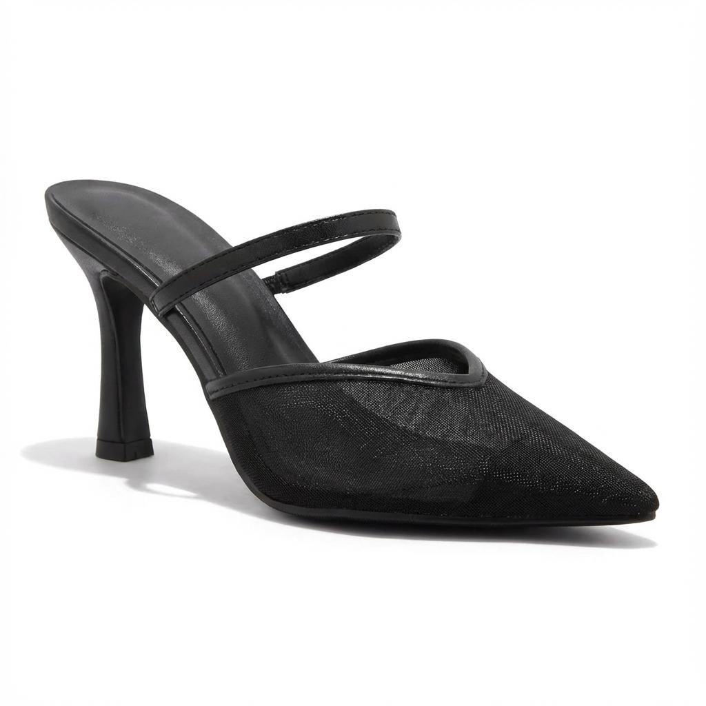 Tuhoomall Fashion High Heel Slip-On Shoes, Pointed Toe, Casual Office Style, Comfortable Suede and Mesh Upper, Rubber Sole, Perfect for Everyday Wear Tuhoomall