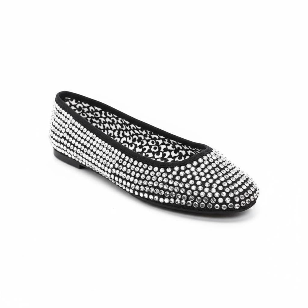 Tuhoomall Comfortable Slip-On Flats for Women - Suede and Denim Upper with Rhinestone Details - Perfect for Fashion Casual, Work, and Parties - Spring/Summer Wear