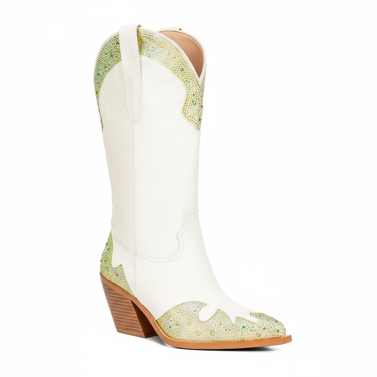 Tuhoomall Western Ankle Boots for Women, Comfortable Casual Style with Rhinestone Details, Perfect for Parties and Everyday Wear