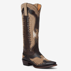 Tuhoomall Retro Western Knee-High Boots for Women, Suede Leather, Animal Print, Easy Slip-On, Casual Vintage Style