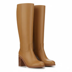 Tuhoomall Comfortable Fashion Ankle Boots for Casual, Office, and Daily Wear - Chunky Heel, Square Toe, Solid Color, All-Leather, Perfect for All Seasons