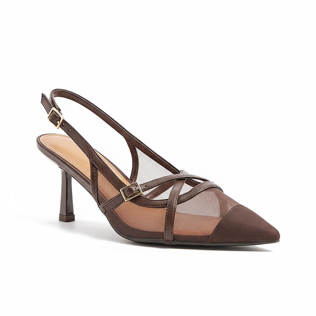 Tuhoomall Comfortable High Heel Pumps with Pointed Toe and Cat Heel, Stylish Mesh Design for Fashionable Everyday Wear Tuhoomall