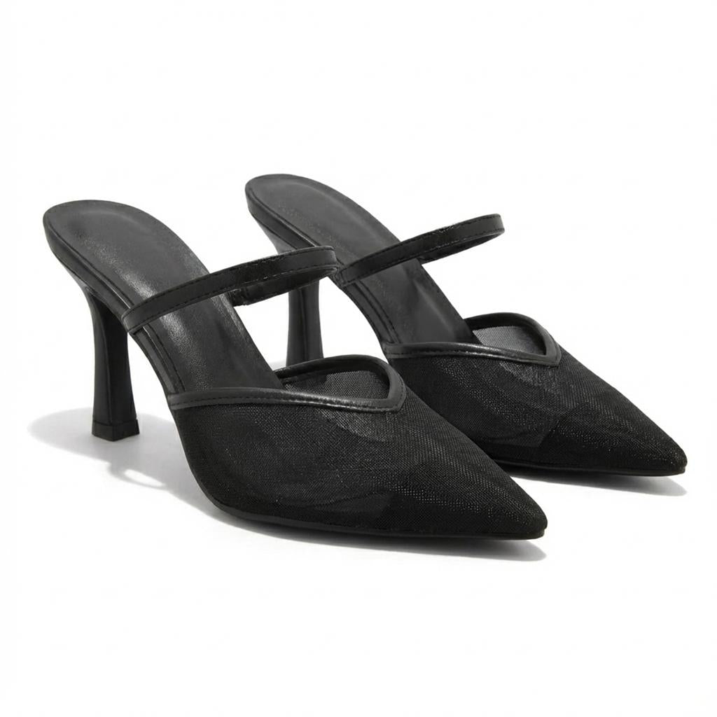 Tuhoomall Fashion High Heel Slip-On Shoes, Pointed Toe, Casual Office Style, Comfortable Suede and Mesh Upper, Rubber Sole, Perfect for Everyday Wear Tuhoomall