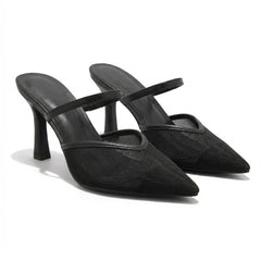 Tuhoomall Fashion High Heel Slip-On Shoes, Pointed Toe, Casual Office Style, Comfortable Suede and Mesh Upper, Rubber Sole, Perfect for Everyday Wear Tuhoomall