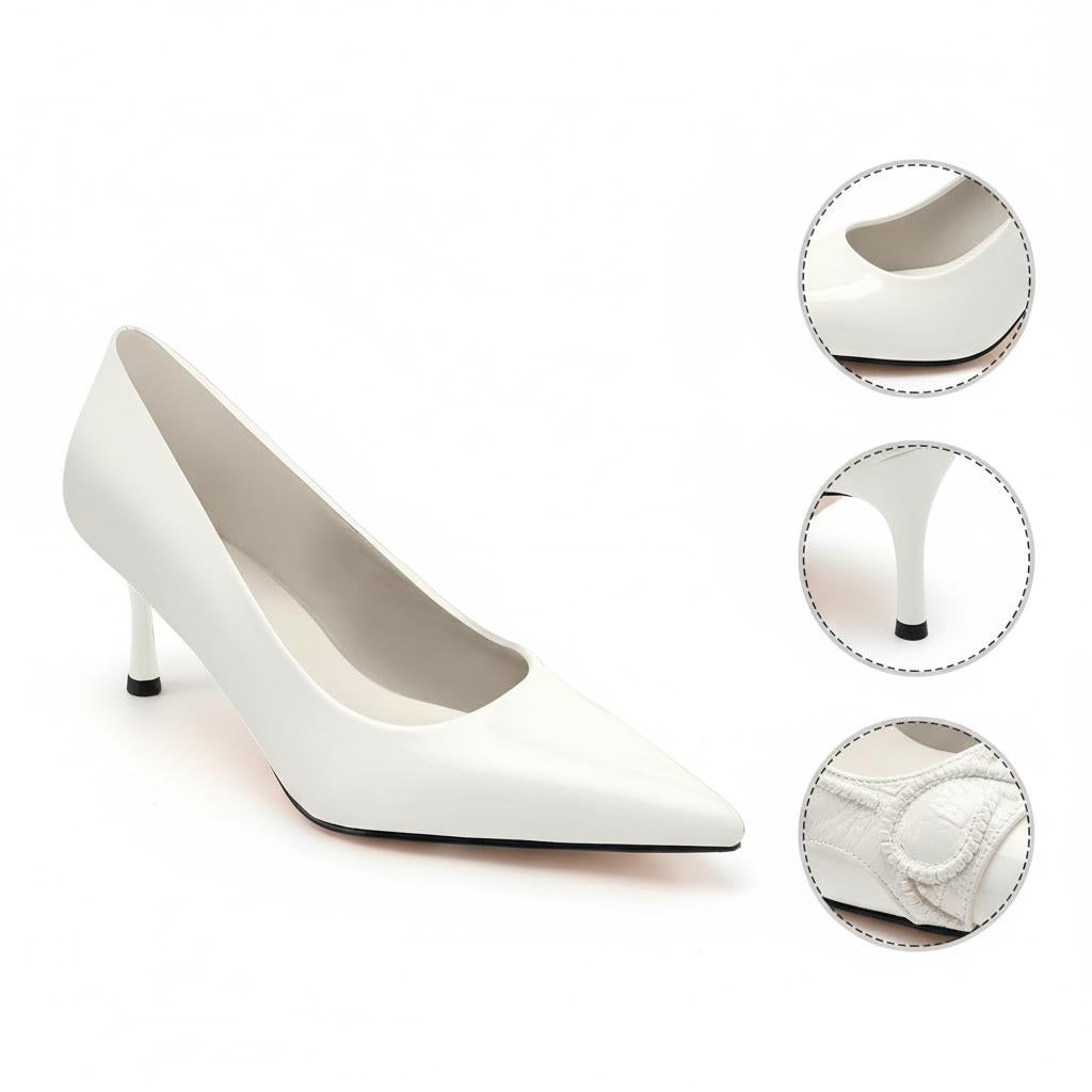 Tuhoomall High Heel Sandals for Women - Elegant Pointed Toe Leather Flats for Office, Parties & Casual Wear - Summer 2-Inch Mid Heel Tuhoomall