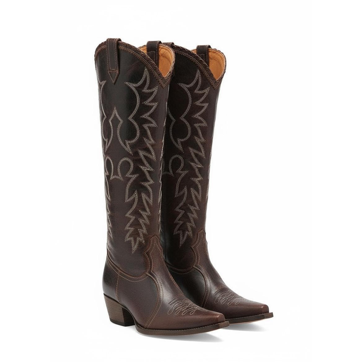 Tuhoomall Western Style Ankle Boots with Snip Toe, 1.75 in Heel, Casual Fashion, Embroidered Details, Perfect for All Seasons Tuhoomall