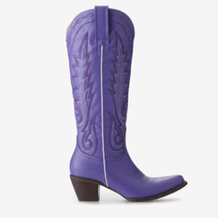 Tuhoomall Western Embroidered Mid-Calf Boots for Women, Comfortable Slip-On Chunky Heel, All-Season Fashion, Chic Design