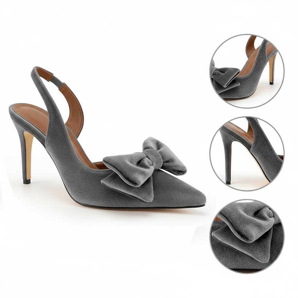 Tuhoomall Stylish High Heel Sandals With Bow, Pointed Toe, Slip-On Design For Parties, Performances, Fashion Casual Wear, 3.1in Stiletto Heel Tuhoomall