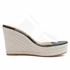 Tuhoomall Womens Wedge Sandals Summer Casual Slip-On Non-Slip Espadrille Style 12cm Platform