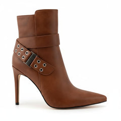 Tuhoomall Fashion Ankle Boots for Women with Cross Strap Design, Stiletto Heel, Studded Detail, Perfect for Casual and Office Wear