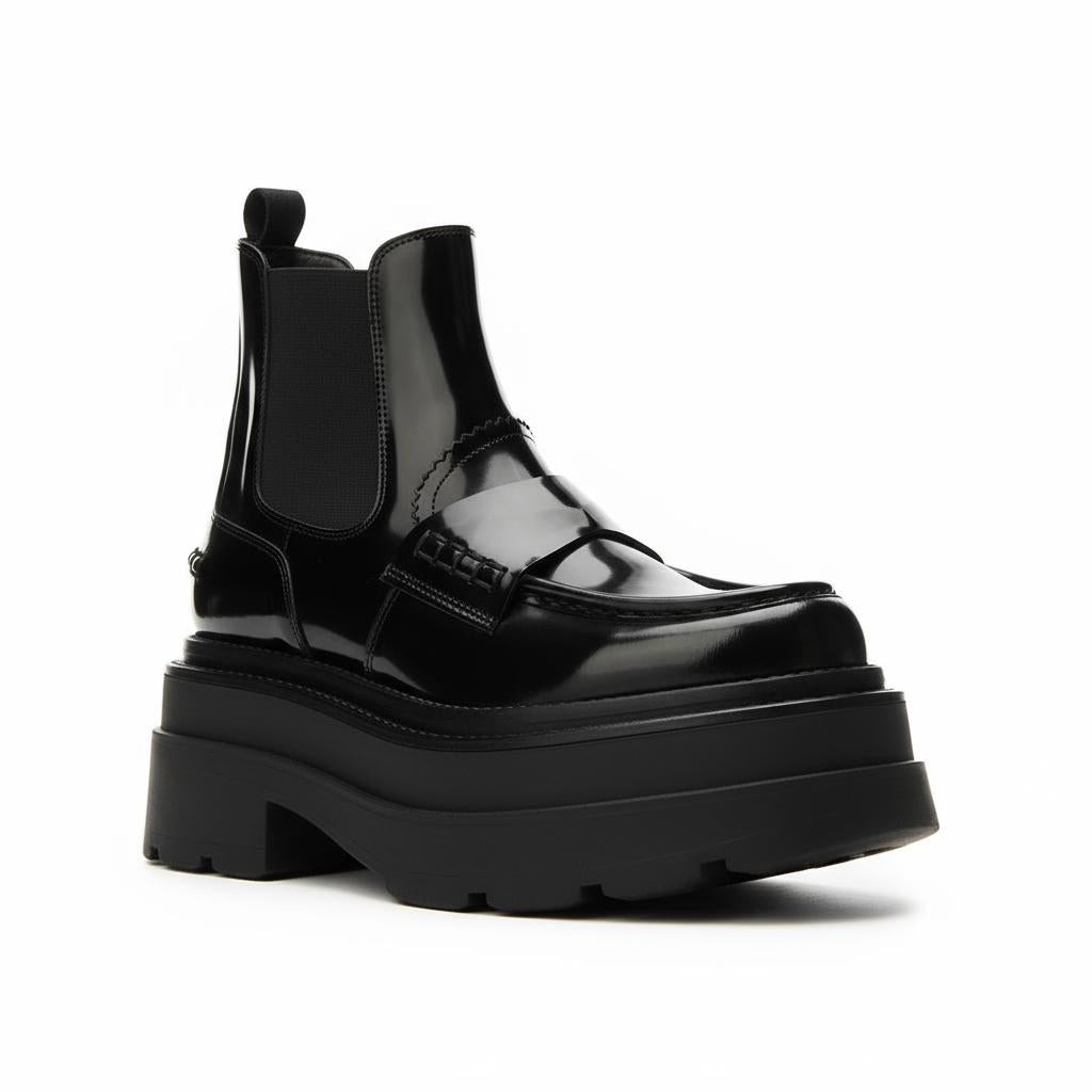 Tuhoomall Fashionable Women's Loafers Ankle Boots With 6cm Thick Sole For Everyday Use Stylish Waterproof Design In Solid Color