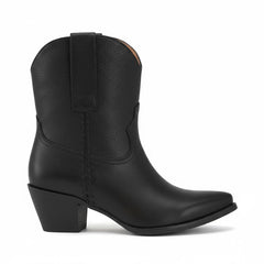 Tuhoomall Western Ankle Booties for Women, Slip-On Chunky Heels with Snip-Toe, Solid Color Design for Outdoor Fashion and Travel