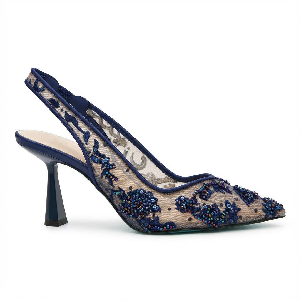 Tuhoomall Stylish Floral High Heels with Beaded Embellishment for Parties, Dancing, and Office Wear Tuhoomall