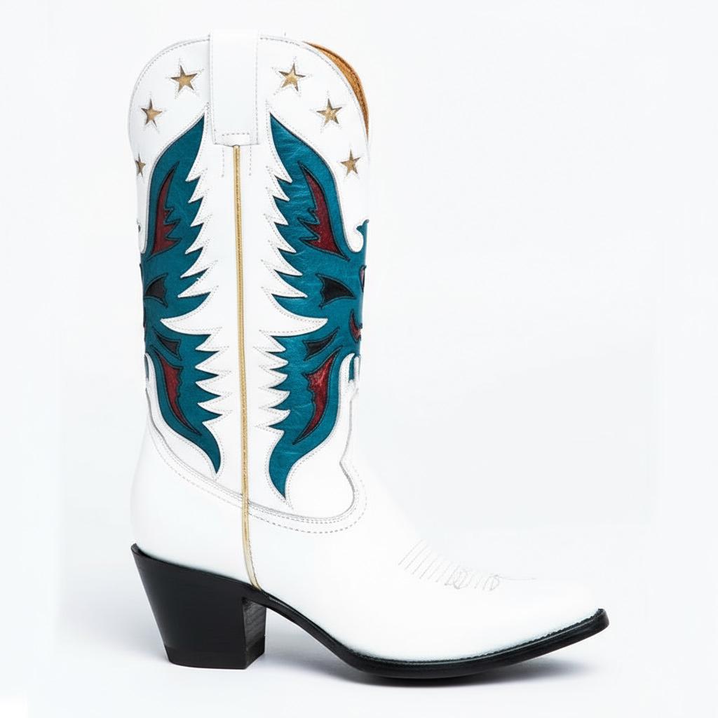 Tuhoomall Western Cowboy Boots for Women, Stylish Mid-Calf Chunky Heel, Unique Embroidered Animal Pattern, Perfect for Outdoor Casual Wear Tuhoomall