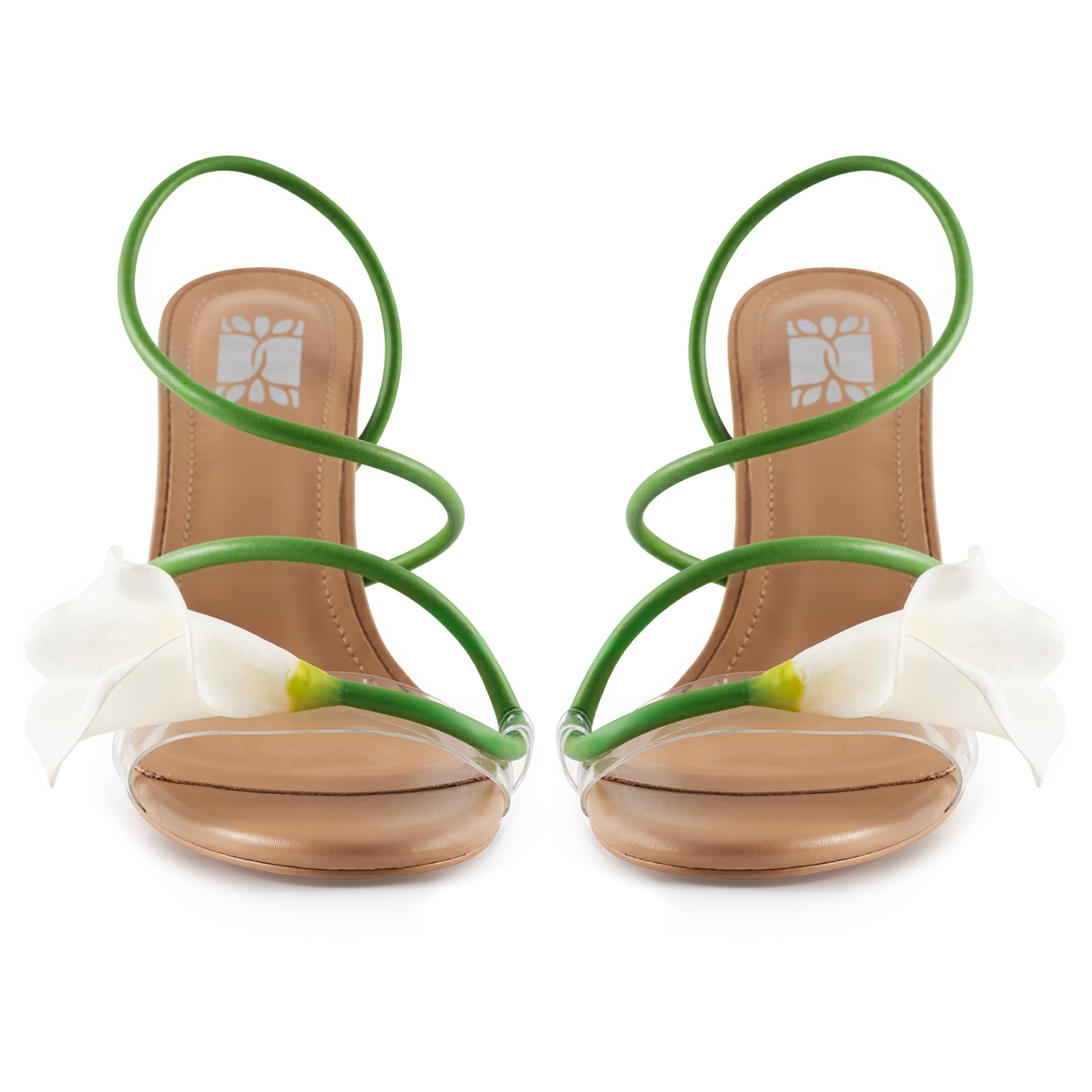 Tuhoomall High Heel Sandals for Women with Floral Design, Elegant Open Toe, Ideal for Parties and Summer Events, 8cm Stiletto Heel Tuhoomall