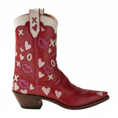 Tuhoomall Western Ankle Boots for Women, 5.5cm Heeled Slip-On, Geometric Pattern with Embroidery, Casual Stylish Mid-Calf Footwear for All Seasons