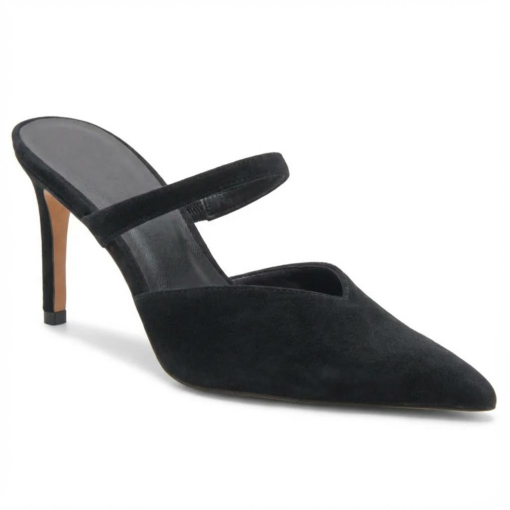 Tuhoomall Fashion High Heel Slip-On Shoes, Pointed Toe, Casual Office Style, Comfortable Suede and Mesh Upper, Rubber Sole, Perfect for Everyday Wear Tuhoomall