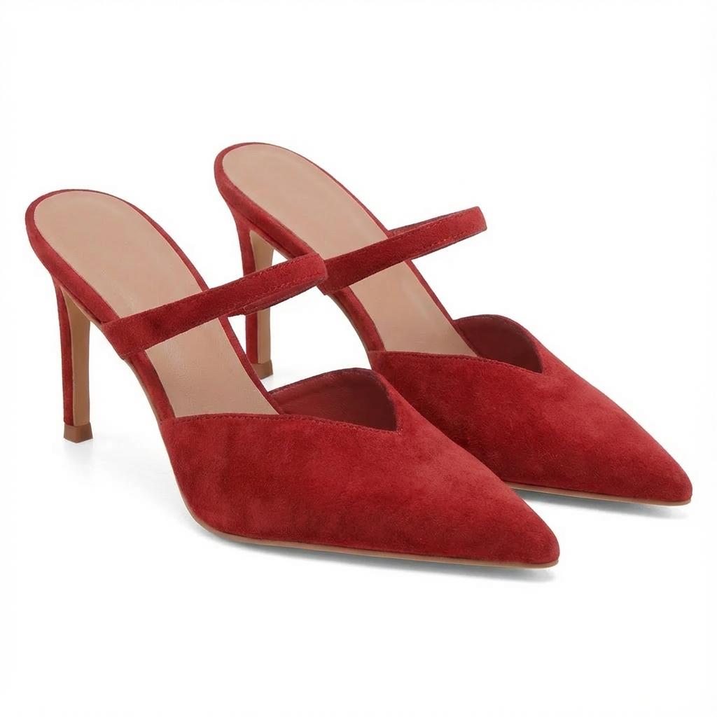 Tuhoomall Fashion High Heel Slip-On Shoes, Pointed Toe, Casual Office Style, Comfortable Suede and Mesh Upper, Rubber Sole, Perfect for Everyday Wear Tuhoomall