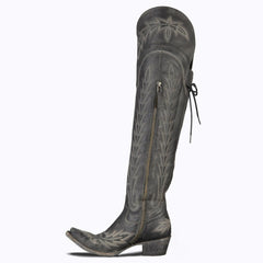 Tuhoomall Western Style Knee High Boots for Women with Floral Embroidery, Adjustable Buckle, and Rubber Sole for Casual Spring, Fall, and Winter Wear