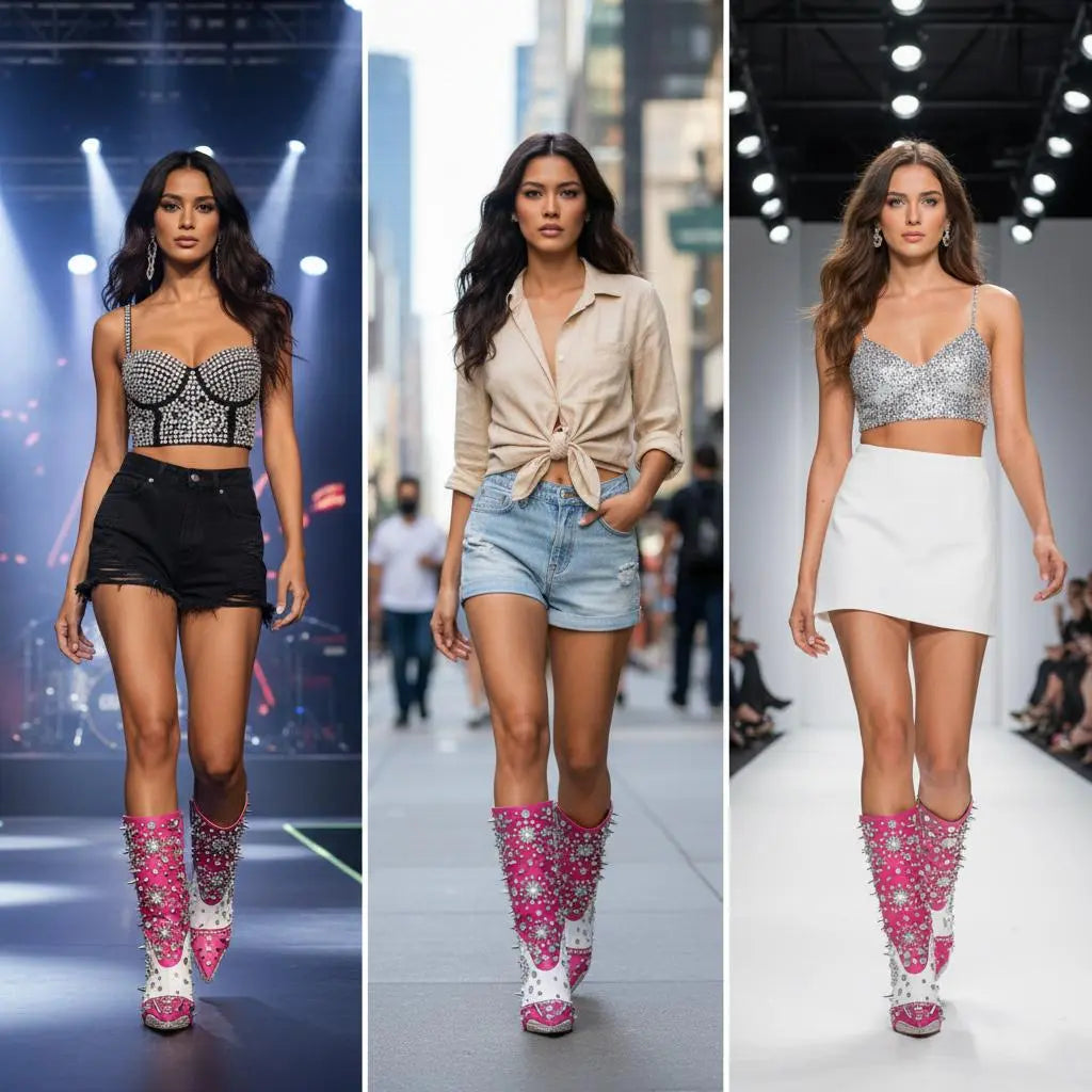 Tuhoomall Glamorous Rhinestone Ankle Boots with Zipper Closure for Stylish Party and Casual Wear Tuhoomall