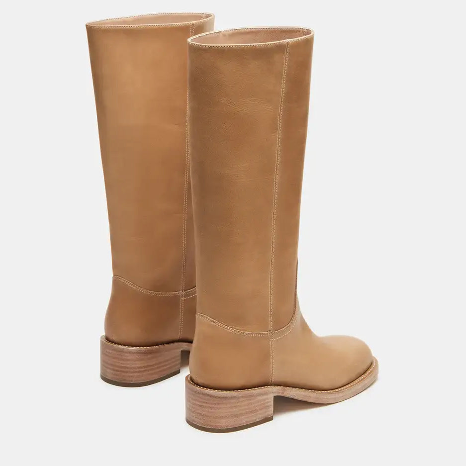 Tuhoomall Fashion Casual Boots for Women, Mid-Calf Length, Solid Color, Round Toe, Chunky Heel, Slip-On, Ideal for Work and Leisure, 5.4cm Block Heels