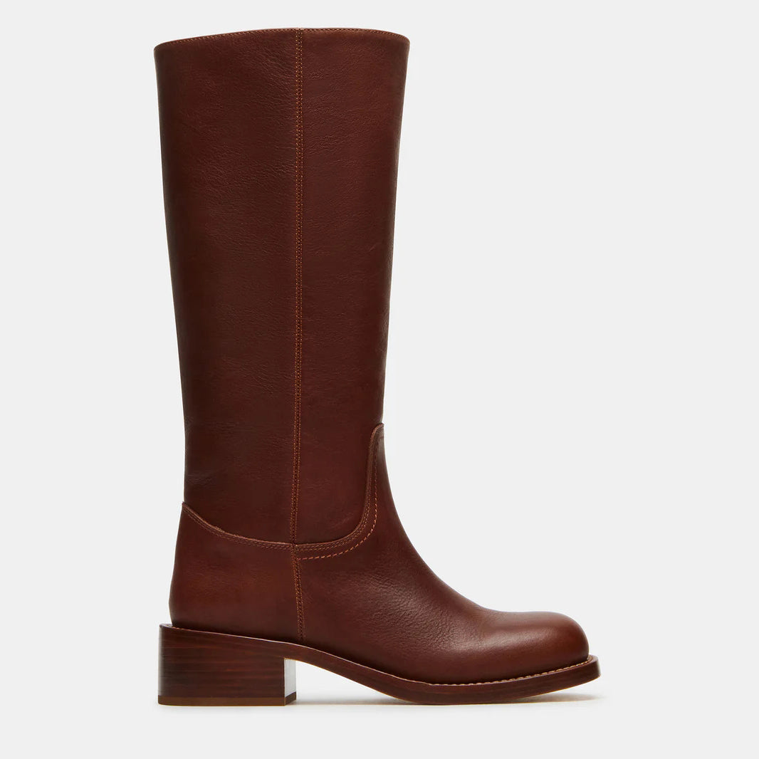 Tuhoomall Fashion Casual Boots for Women, Mid-Calf Length, Solid Color, Round Toe, Chunky Heel, Slip-On, Ideal for Work and Leisure, 5.4cm Block Heels